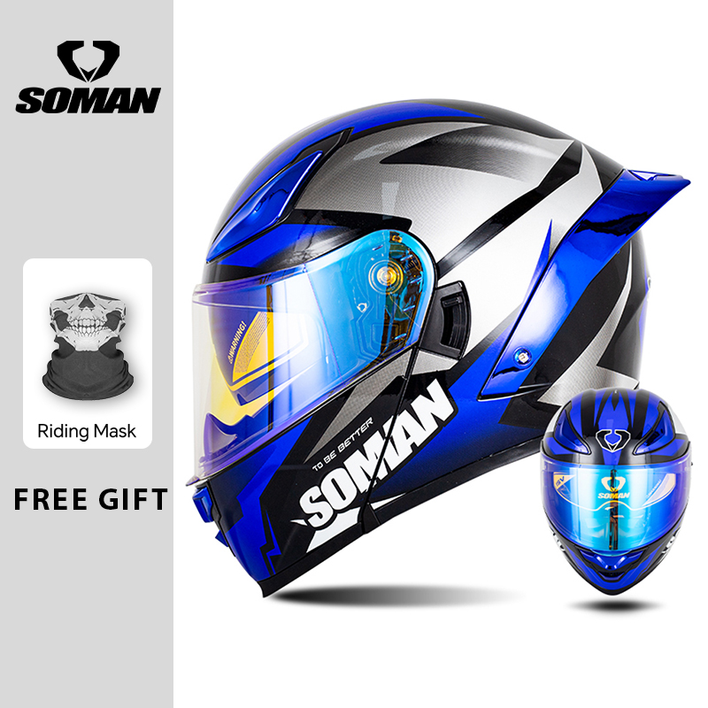 SOMAN Modular Helmet Flip Full - đánh giá và giá Dual Visor Motorcycle Racing Helmet