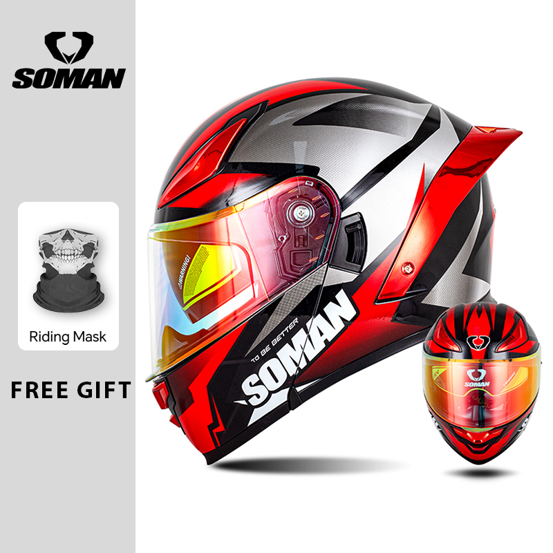 SOMAN Modular Helmet Flip Full - đánh giá và giá Dual Visor Motorcycle Racing Helmet